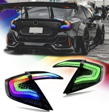 VLAND SMOKED LED Tail Lights RGB For Honda Civic Sedan 2016-2021 W/Dynamic