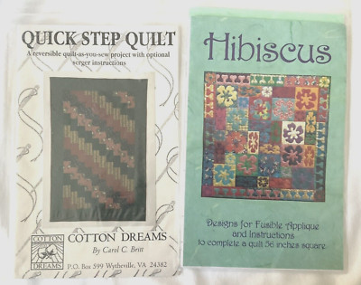 Quilt Patterns Lot of 2 Quick Step Has 2 Sizes and Hibiscus is 56'' Square New