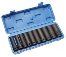 Coffret de 10 douilles longue pour clé à choc de 10 à 24 mm