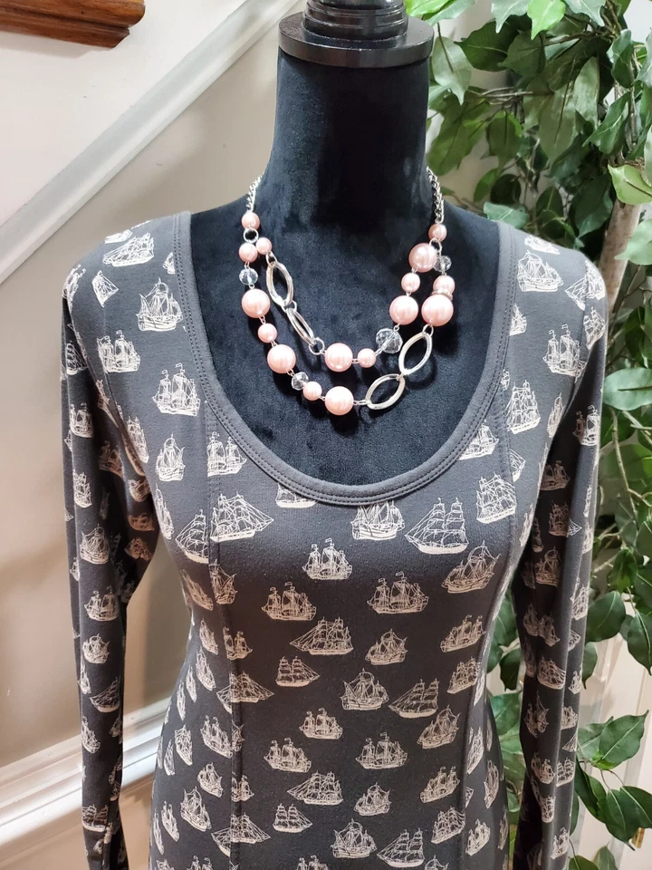 Vestido para mujer Billa Bong negro poliéster cuello redondo manga larga hasta la rodilla L Foto 2 de 4