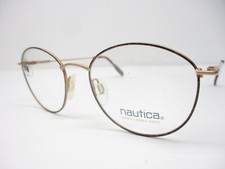 New Vintage Eyeglass Frames Nautica Amber Gold Unisex Retro Metal Round NOS