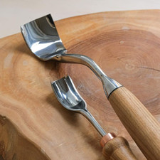Set of large bent gouges for bowl and kuksa carving, Carbon steel spoon gouges