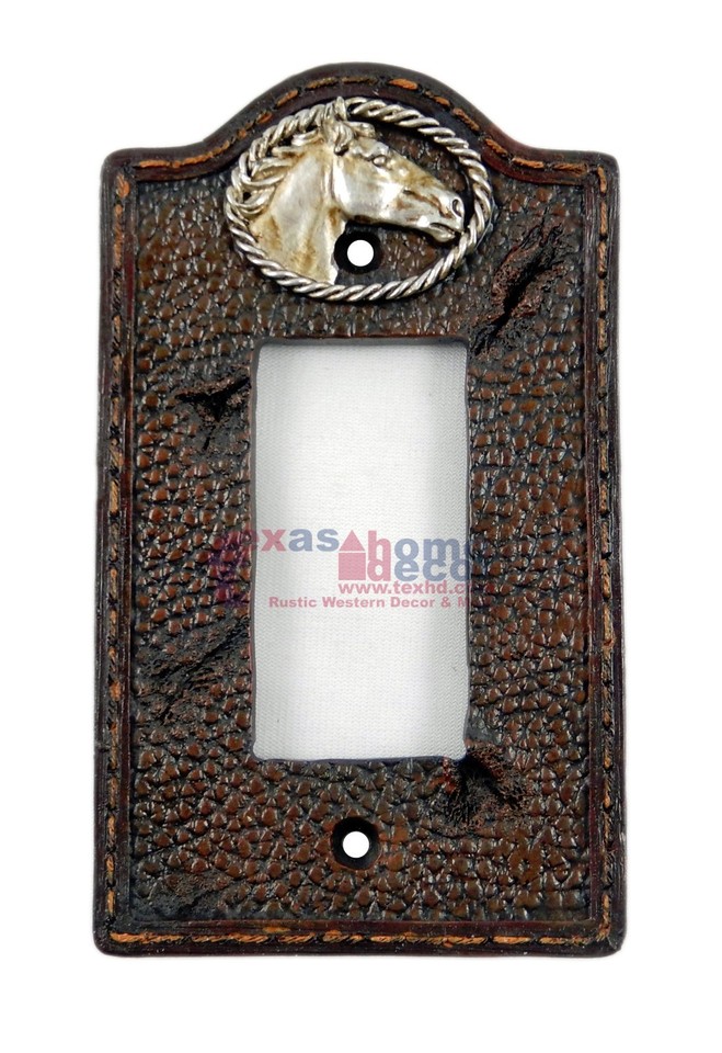 Western Horse Light Switch Plate Covers Stitched Faux Leather Look ...