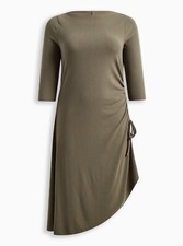 Torrid Midi Rib Asymmetrical Dress Green Plus Size 00 M L 10 #H13894