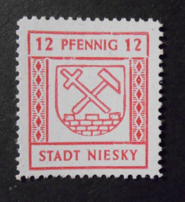 DEUTSCHLAND Germany LOKAL STADT NIESKY Oberlausitz 1945 Ziffer 12 pf postfrisch **Mic. 4