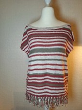 Esprit Tunic striped knitted fringed  Sweater Vest -  Size S - Sleeveless 
