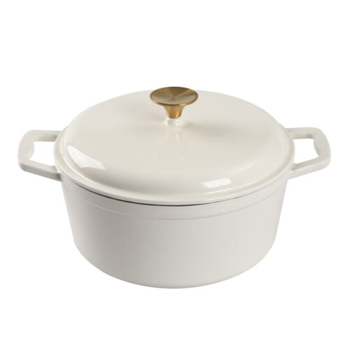 4.75 Quart Round Enameled Cast Iron Dutch Oven with Lid White