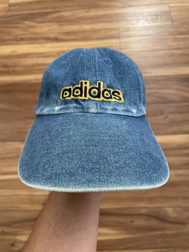 Vintage Y2K Adidas Spellout Denim Medium Strapback Cap Hat NWT