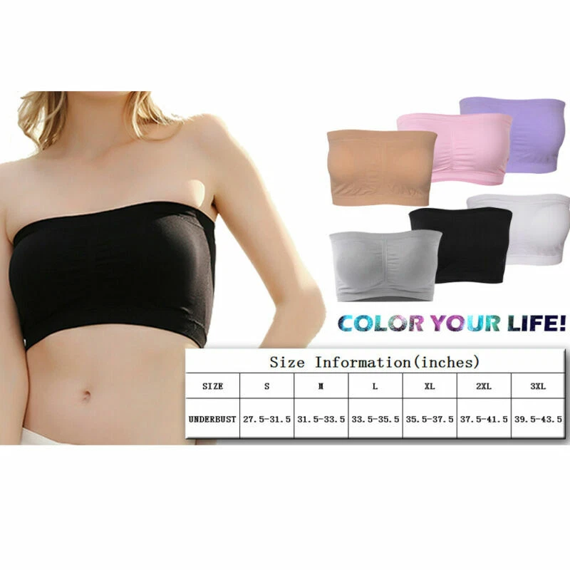 Sujetador S-6XL Extraíble Acolchado Bandeau Tubo Top Talla Grande Elástico Sin Tirantes Foto 2 de 4