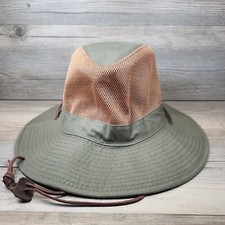Dorfman Pacific Mens Med Safari Hat Wide Brim Mesh Vented Leather Strap Travel