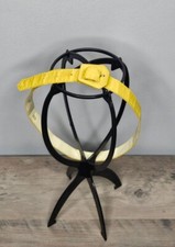 Vintage 1950s Yellow Leather Belt Coffin Buckle Rockabilly