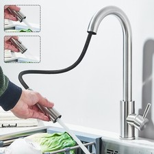 Modern Kitchen Mixer Tap with Pull Out Hose Spray Single Lever Mono Sink Taps