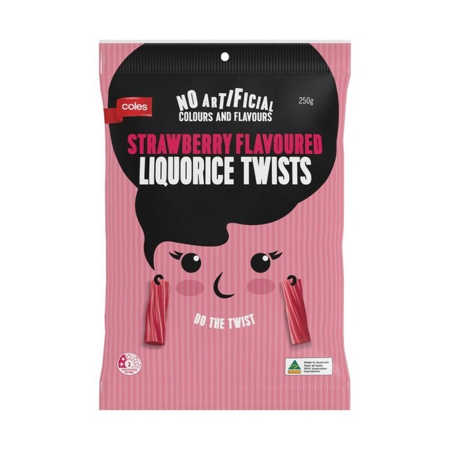 Coles Strawberry Flavoured Liquorice Twists 250g for sale online eBay