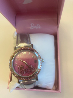 Barbie Logo Watch with Quartz  Movement w/Silicone Silver Band w/ Rhinestone NIB Barbie Logo Watch with Quartz Movement Silicone Silver Band  main image 3