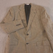 VINTAGE Polo Ralph Lauren Blazer Mens 42 Long Glen Plaid Wool Linen Blend 90s
