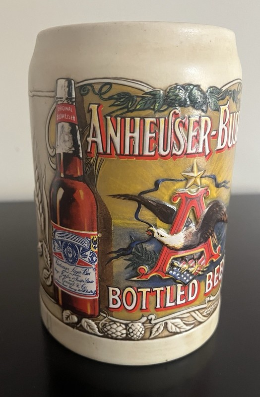 1991 Vintage Budweiser Stein Ceramic Mug Bottled Beer Logo Anheuser-Busch