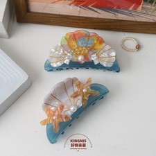 Pearl Mermaid Tail Hair Claw Starfish Colorful 3D Hair Clip Women Bath Updo Hair