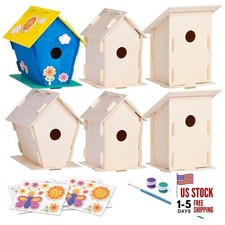 DIY 12 Wooden Bird House Kits - Creative Arts and Crafts Set for Pack of 12