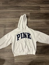 Victoria's Secret Women's Pink Full Zip Hoodie Size xSmall Color White