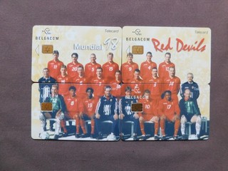 PUZZLE 4 Chip Cards MINT Unused Belgium RED DEVILS / FOOTBALL