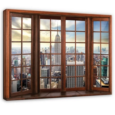 Leinwand Stadt New York Braun Wandbilder Groß Leinwandbild Wanddeko 189 - Bild 1 von 4