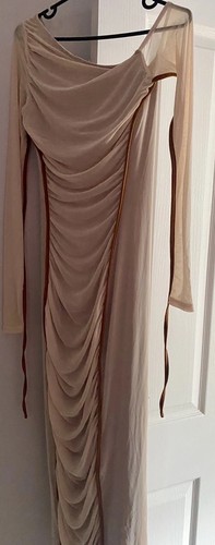 Ladies Nude Occasion Wedding Party Event Dress Body-con Full length UK Small