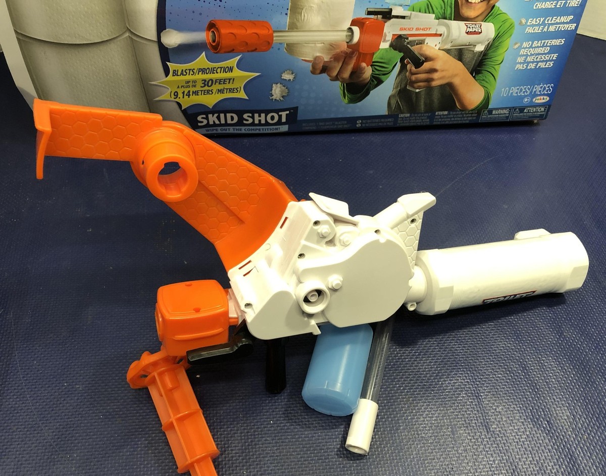 Toilet Paper Blasters Skid Shot Toy Gun Blasts Up To 30 Feet Jakks