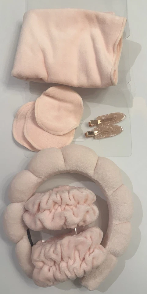 Saks Fifth Avenue Rosa Prepárate Belleza Set Diadema Toalla Clips Paquete de Regalo NUEVO Foto 3 de 4