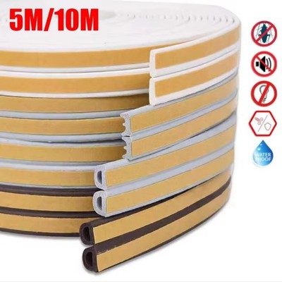Door Window Seal Strip Self Adhesive Weatherstrip Foam Tape Windproof 5M 10M