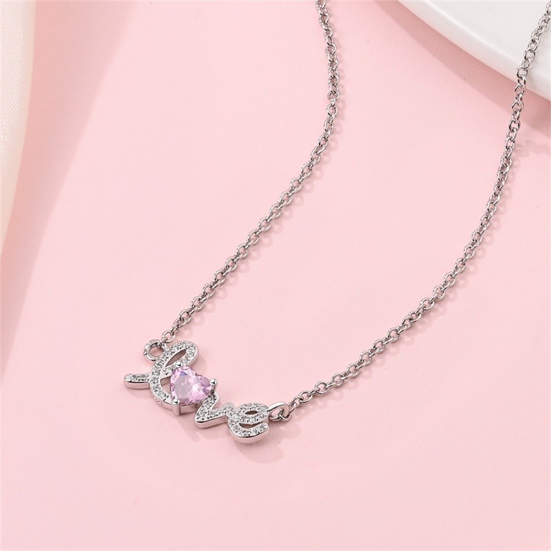 KUNSIR 925 Sterling Silver LOVE Letter Necklace For Women Valentine's Day Gifts