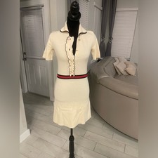 Authentic GUCCI stripe logo Pearl buttons Dress girls sz 12 will fit adult US 0