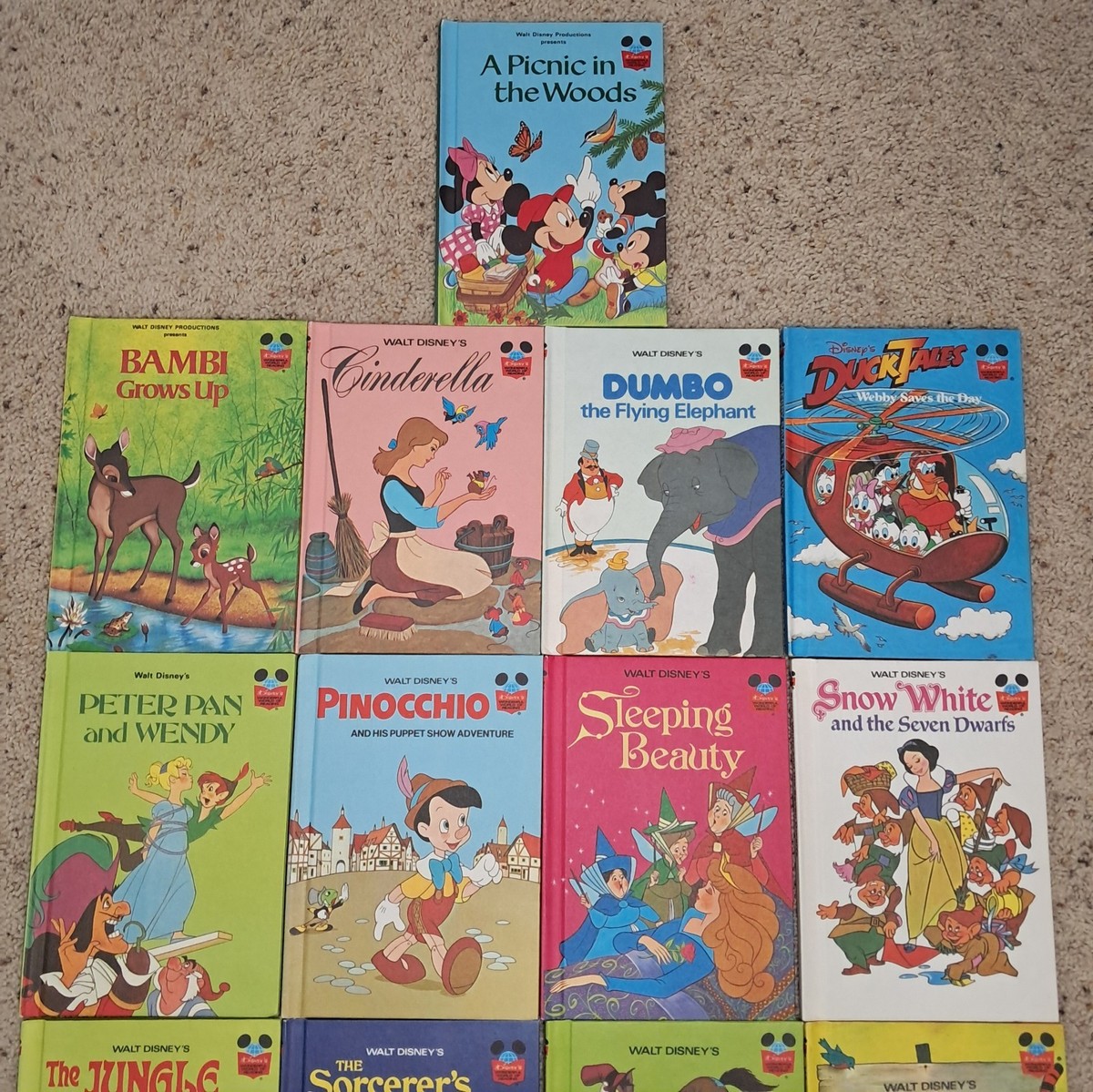 13 Vintage 70's Walt Disney's Wonderful World Of Reading HC Books