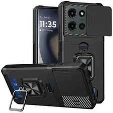 For Motorola Edge 2025 Case Multi-Use Card Magnetic RingStand Camera Lens Cover