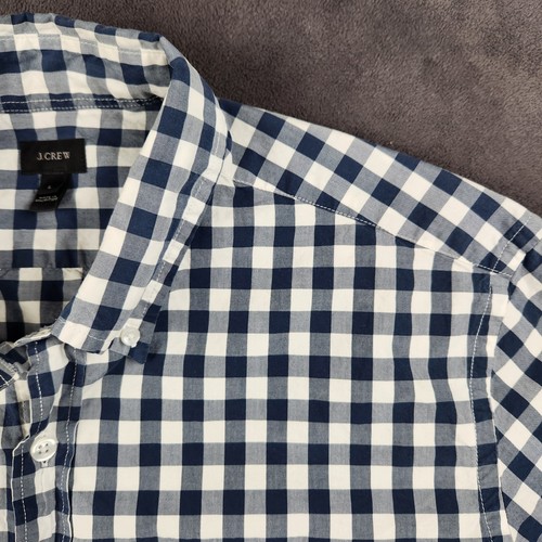 J.Crew, J.Crew Secret Wash Shirt Mens Large Vintage Navy Check Gingham Cotton Button Up