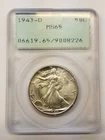 1943-D Walking Liberty Half Dollar.....PCGS MS65