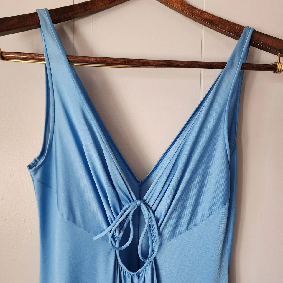 RARO Vestido sin Mangas Vintage Olga Azul Satinado Barrido Completo Estilo 9625 Ajuste Hecho en EE. UU. S Foto 3 de 4