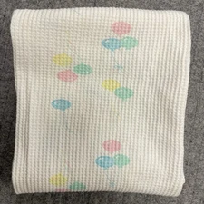 Baby Morgan Cotton Blanket Thermal Waffle Weave Pastel Balloons Vintage USA Cozy