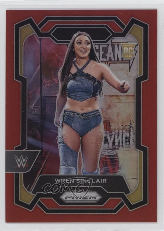 2024 Panini Prizm WWE Red Prizm 125/299 Wren Sinclair #195 Rookie RC 17x6