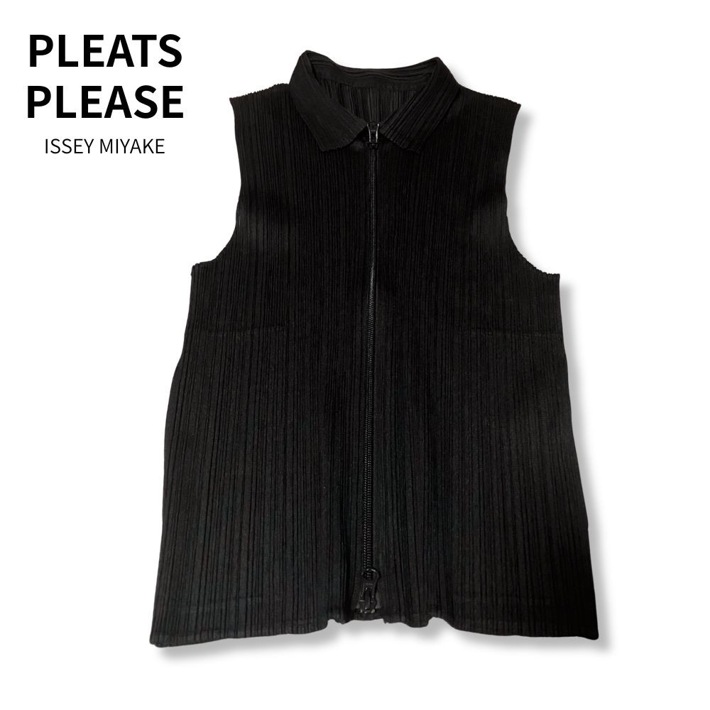 PLEATS PLEASE イッセイミヤケ　タンクトップ/ベスト(黒、サイズ３) PLEATS PLEASE ISSEY MIYAKE Vest 3 Used | eBay