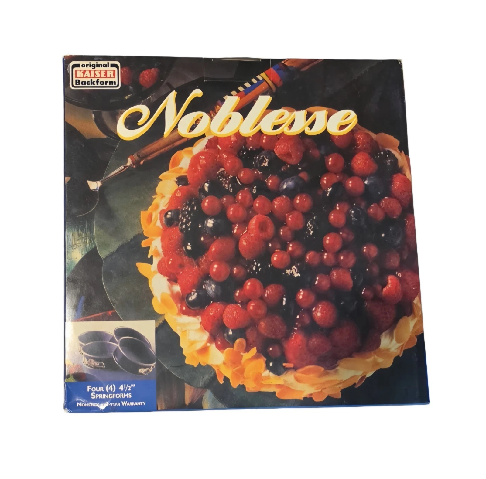 NEW 4 Piece Original Kaiser Backform Noblesse 4-1/2" Nonstick Sprinforms