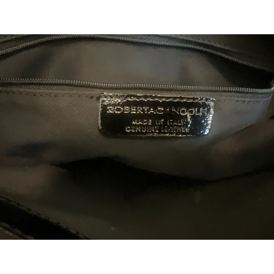 Bolso de Cuero Roberta Gandolfi Charol Cremallera Grande Pelo Cebra Cartera Negro Marrón Foto 4 de 4