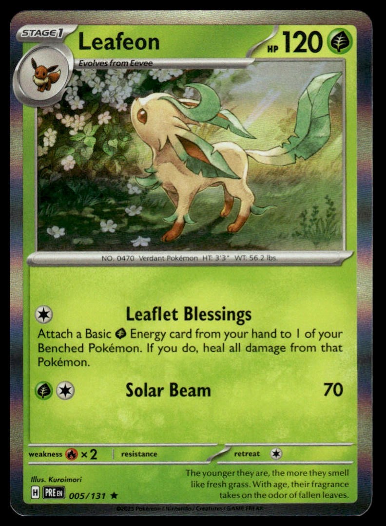 Leafeon SV: Prismatic Evolutions #005/131 Holo Rare NM