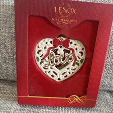 Lenox "For The Holidays" Porcelain Love Heart Ornament NIB
