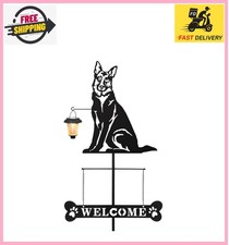 Solar German Shepherd Silhouette Dog Breed Welcome Sign with a Lantern Outdoor