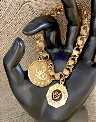 14+ GRAMS 14K Gold - ZODIAC SCORPIO &  I LOVE YOU- Charm Bracelet- 7.25'' Repair