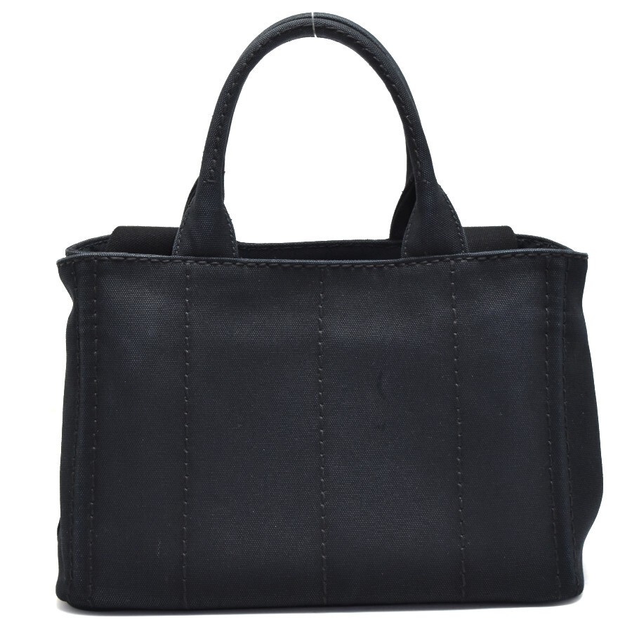 Prada 2WAY Bag Tote Bag Canapa Mini 1BG439 Canvas Ladies Black x Gold Hardware P thumbnail 3