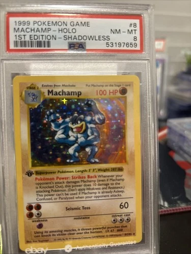 1999 Pokemon Base Set Machamp #8 Shadowless 1st Edition Holo NM-MT PSA 8