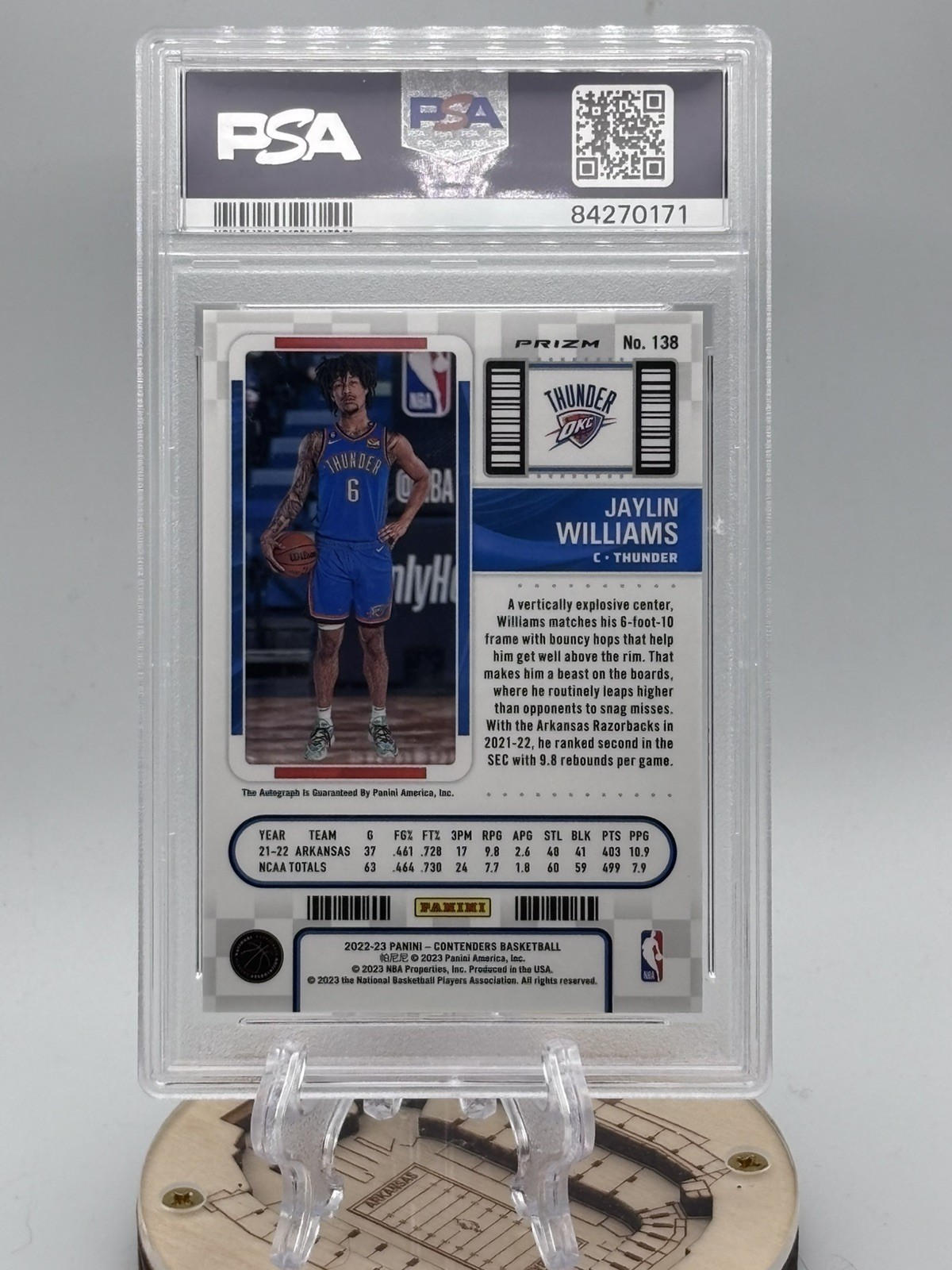 Jaylin Williams 2022-23 Panini Contenders Rookie Ticket Auto PSA 10 view 2