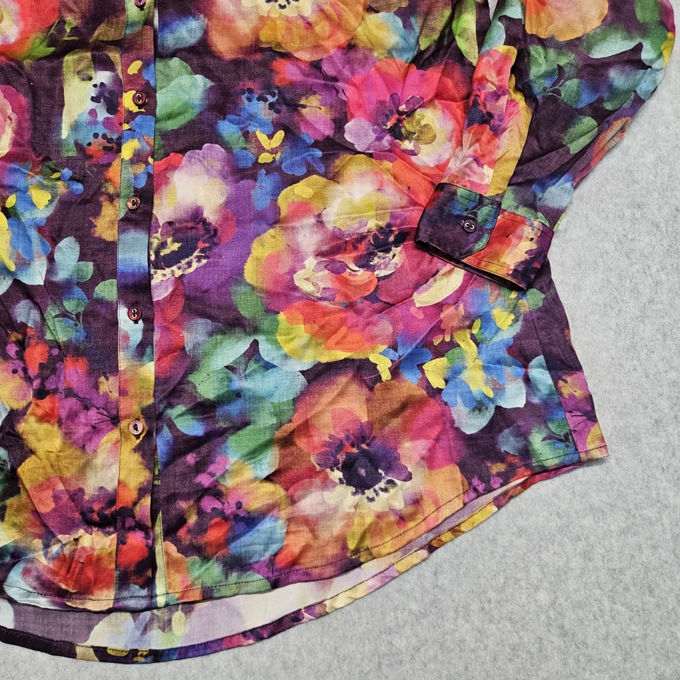 Camisa de seda Johnny Was Elektra Blooms floral con botones manga larga blusa talla M Foto 2 de 4