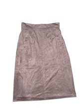 Cremieux Women's Skirt Suede Size 4 Beige/Tan Knee Length EUC